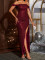 New solid color one shoulder elegant slim fit sequin wrapped hip slit banquet evening gown