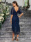 New Solid Color Lace Mid Sleeve European and American Bag Hip Elegant Slimming Amazon Women's Dress