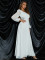 PLUS SIZENew solid color chiffon V-neck long sleeved elegant slim fit sequin banquet dress