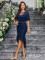 New Solid Color Lace Mid Sleeve European and American Bag Hip Elegant Slimming Amazon Women's Dress