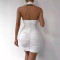 New summer V-neck sexy backless hanging neck slim fit solid color sleeveless hip hugging short dress