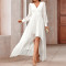 New solid color V-neck European and American irregular skirt long sleeved elegant slim fit women's dress