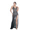Women's hot stamping diamond V-neck sleeveless dress long skirt