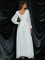 PLUS SIZENew solid color chiffon V-neck long sleeved elegant slim fit sequin banquet dress