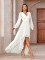 New solid color V-neck European and American irregular skirt long sleeved elegant slim fit women's dress