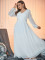 PLUS SIZENew solid color chiffon V-neck long sleeved elegant slim fit sequin banquet dress