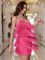New solid color V-neck camisole backless European and American backless sexy tassel party dress