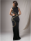Hollow snake shaped rhinestone split hip dress