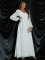 PLUS SIZENew solid color chiffon V-neck long sleeved elegant slim fit sequin banquet dress