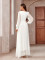 New solid color V-neck European and American irregular skirt long sleeved elegant slim fit women's dress