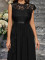 New elegant lace chiffon slim fit slit solid color women's dress