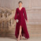 New solid color V-neck European and American irregular skirt long sleeved elegant slim fit women's dress