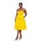 Fashion women's solid color sleeveless mid length dress new