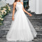 Summer Solid Color Lace Mesh Sleeveless Elegant Slimming Amazon Banquet Women's Evening Dress