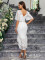 New Solid Color Lace Mid Sleeve European and American Bag Hip Elegant Slimming Amazon Women's Dress