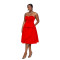 Fashion women's solid color sleeveless mid length dress new