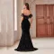 New solid color shoulder bag with hip slit, foreign trade small tail, backless sequin party evening dress