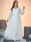 PLUS SIZENew solid color chiffon V-neck long sleeved elegant slim fit sequin banquet dress