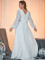 PLUS SIZENew solid color chiffon V-neck long sleeved elegant slim fit sequin banquet dress