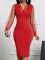 Mesh long sleeved solid color foreign trade elegant slim fit women's dress with wrapped buttocks