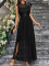 New elegant lace chiffon slim fit slit solid color women's dress