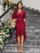 New Solid Color Lace Mid Sleeve European and American Bag Hip Elegant Slimming Amazon Women's Dress