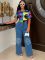 Fashionable and casual digital lip print top