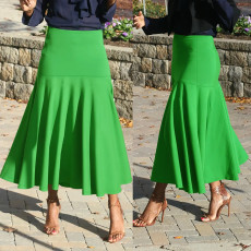 Fashionable casual style solid color simple plus size waist cinched skirt
