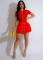 Fashion casual sexy hollow button knit short sleeved two-piece set