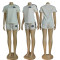 Fashionable and casual women's embossed+embroidered short sleeved shorts set (including knitted waistband)