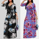 Elegant temperament, floral print long size dress