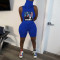 Two piece set of printed cotton veil top and sweat absorbing sports shorts