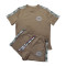 Fashionable and casual women's embossed+embroidered short sleeved shorts set (including knitted waistband)