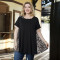 Temperament casual style side leopard print trendy plus size T-shirt top