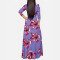 Elegant temperament, floral print long size dress