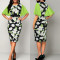 Elegant lotus leaf sleeve round neck floral print dress