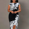 Commuting style cheongsam wrapped buttocks slim fit plus size dress