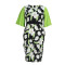 Elegant lotus leaf sleeve round neck floral print dress