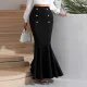 New product temperament elegant style solid color fishtail skirt large size skirt