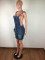 Strap, backless denim, wash and spray white sexy dress