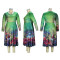 Explosive minimalist casual style retro floral print dress long skirt