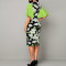 Elegant lotus leaf sleeve round neck floral print dress