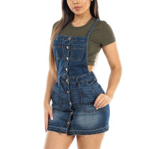 Strap, backless denim, wash and spray white sexy dress