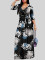 Elegant temperament, floral print long size dress