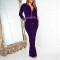 New product temperament elegant style solid color slim fit sports series long set