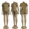 Fashionable and casual women's embossed+embroidered short sleeved shorts set (including knitted waistband)