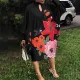 New product elegant style floral print plus size dress mid skirt
