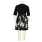 Printed half sleeved slim fit plus size A-line dress