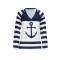 New casual V-neck navy blue striped printed long sleeved slim fit top