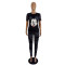 Personalized cartoon printed short sleeved casual two-piece set